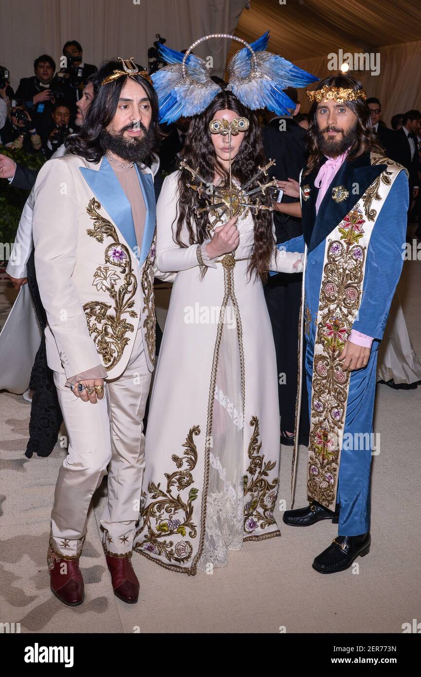 Alessandro Michele, Lana Del Rey, and Jared Leto walking on the red carpet  at The Metropolitan Museum of Art Costume Institute Benefit celebrating the  opening of Heavenly Bodies : Fashion and the