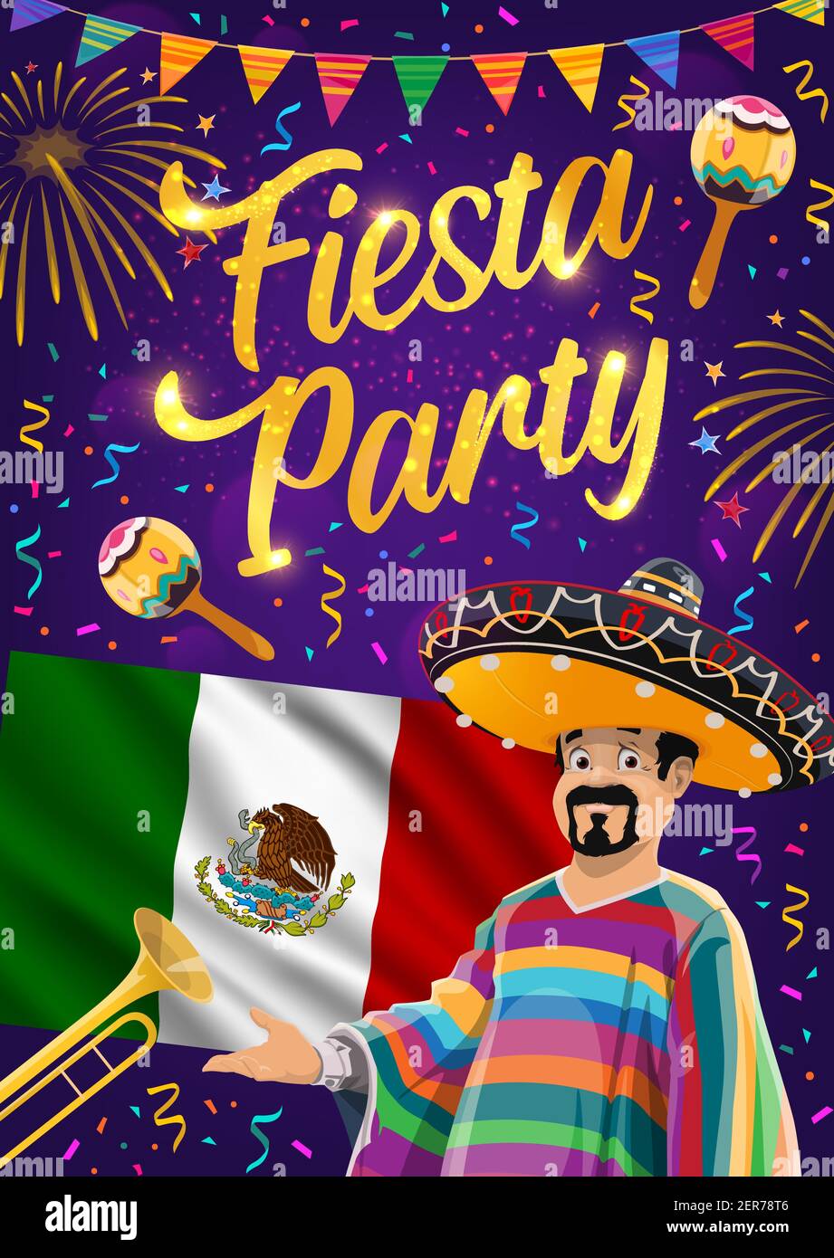 Mexican fiesta party of Viva Mexico vector design. Mexican flag