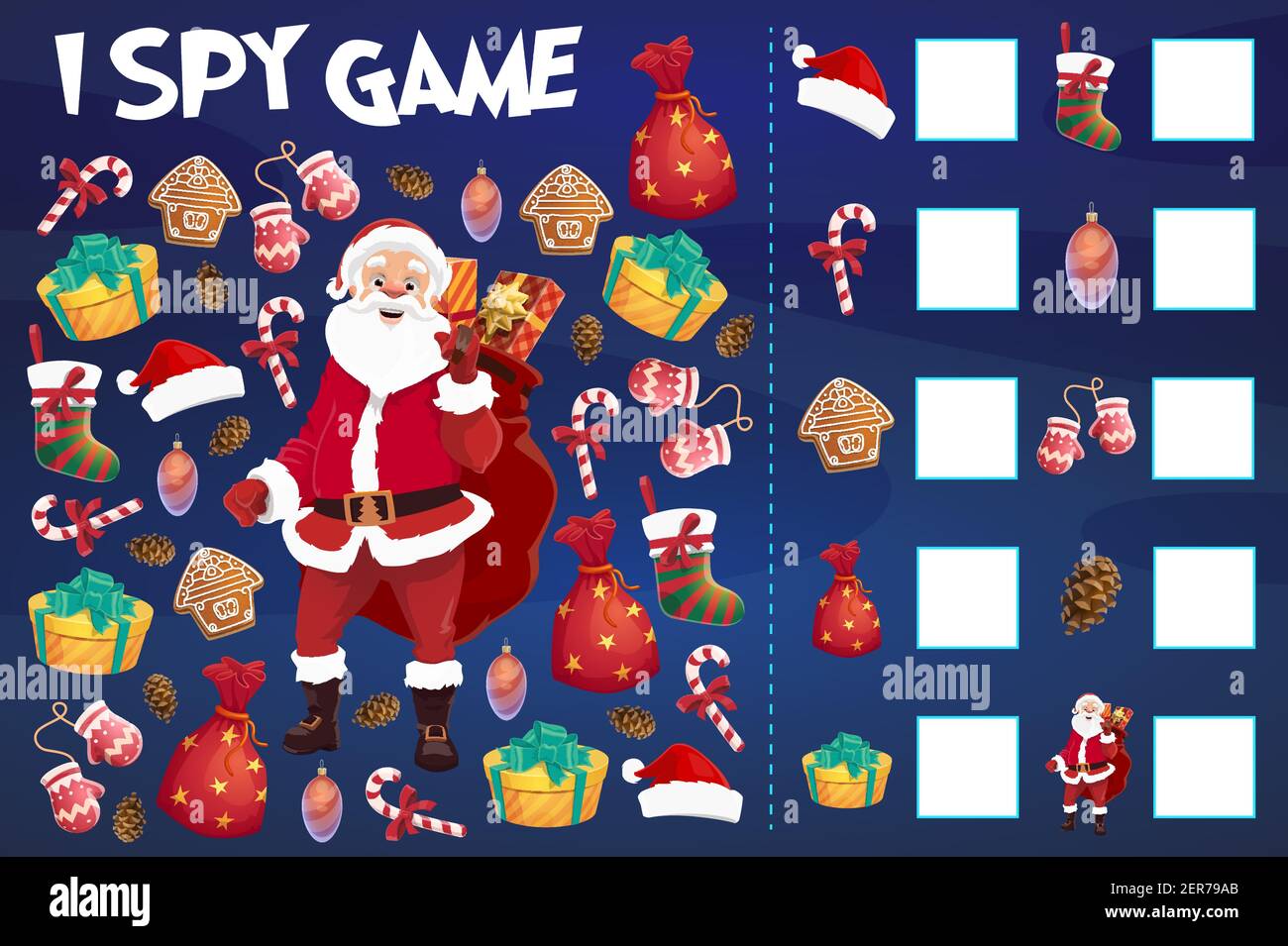 Premium Vector  I spy game, education puzzle with christmas gifts