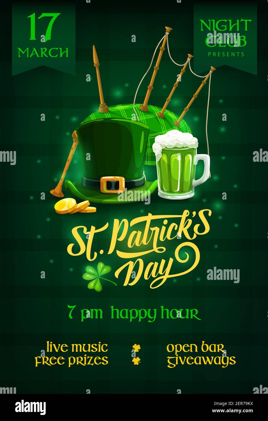 Irish saint patricks day party poster template Vector Image