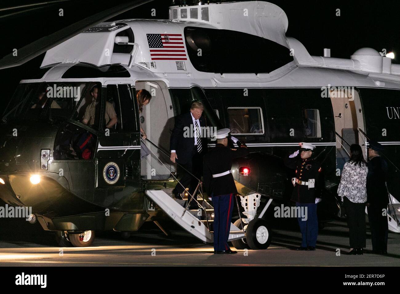 U.S. President Donald Trump, and First Lady Melania Trump, arrive at ...