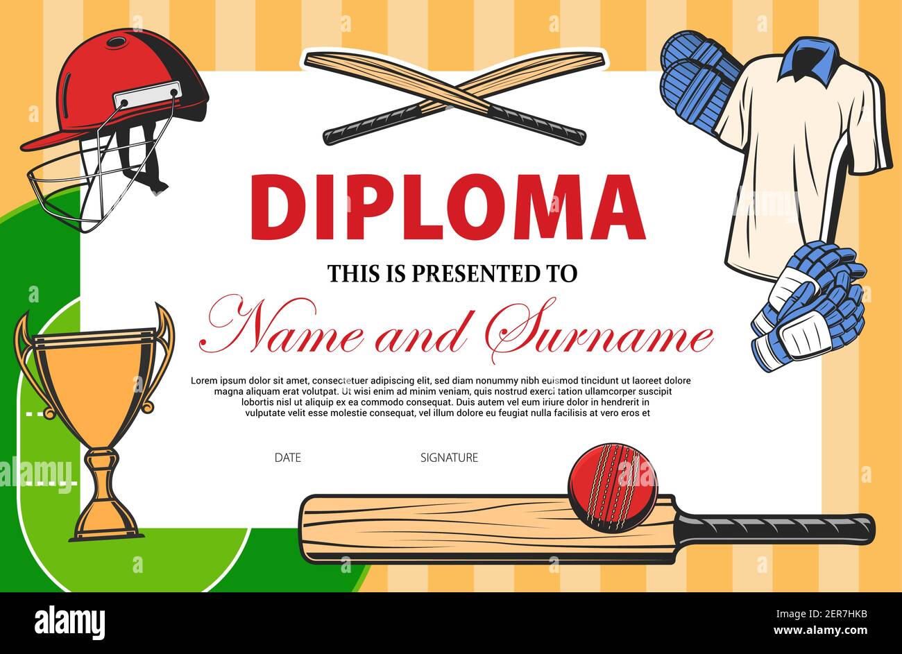 Baseball certificate, sport award diploma template, vector cup winner appreciation. Baseball