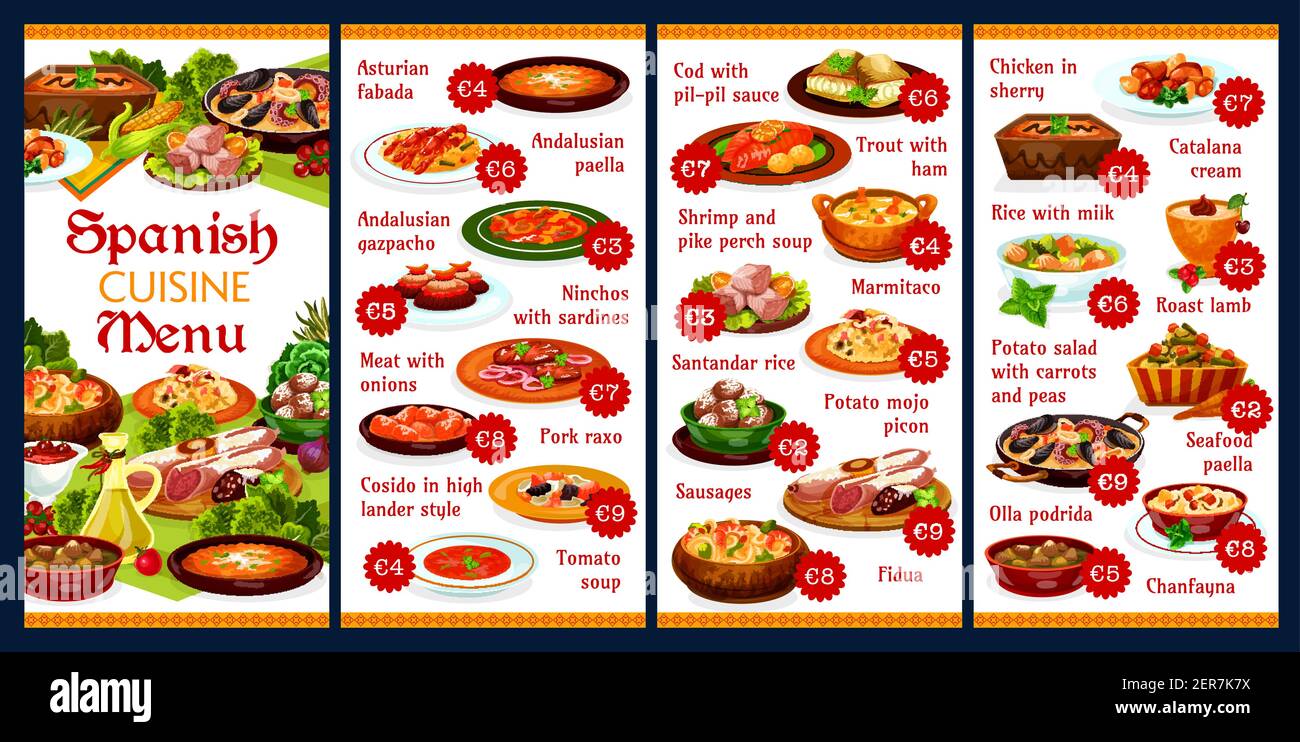 Spanish Lunch Menu