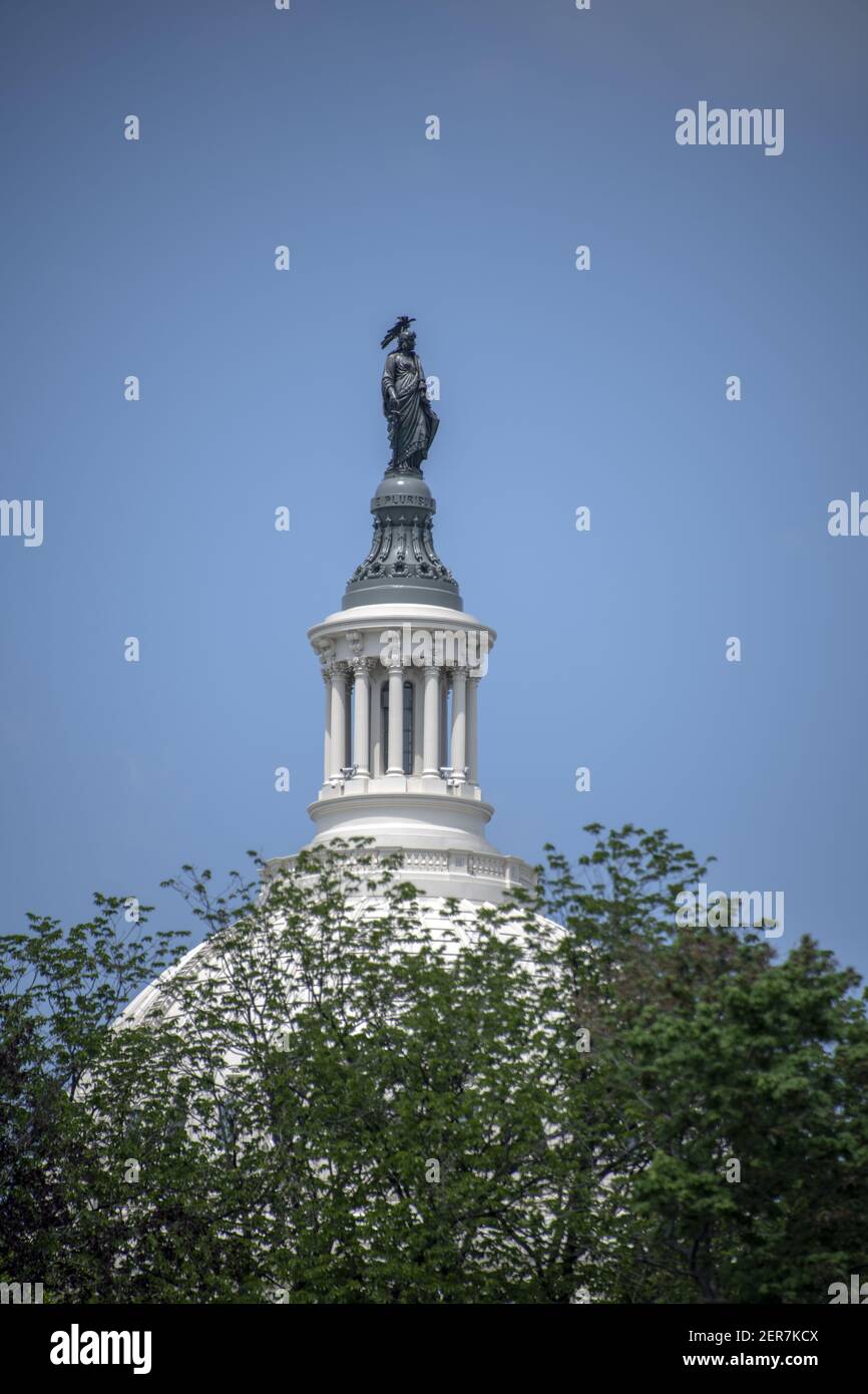 Very high resolution stock photo of the Statue of Freedom at the top of