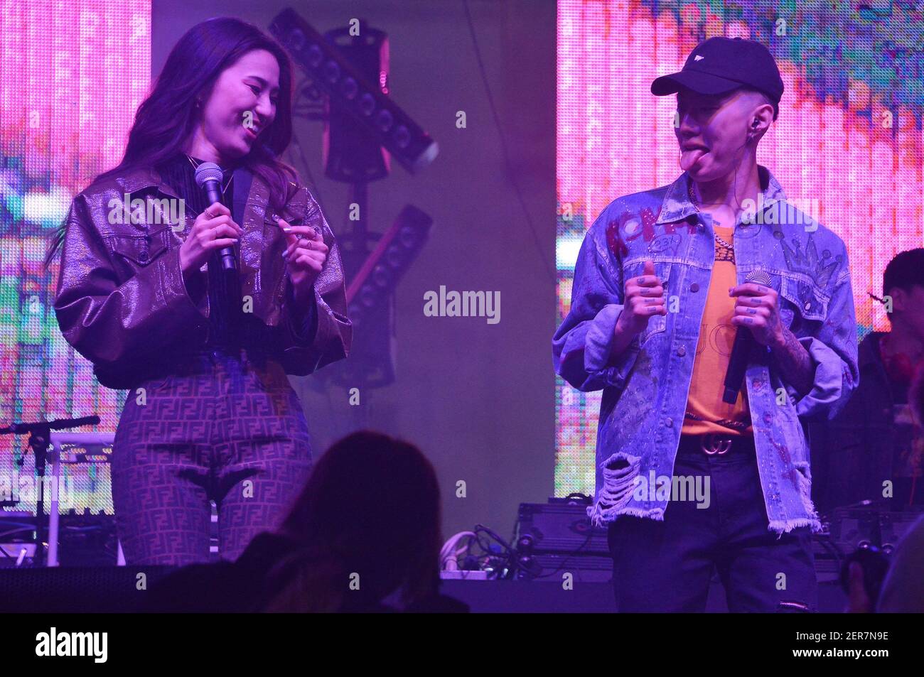 Hoody and Jay Park performing on stage at Identity LA 2018 held at the Los  Angeles City Hall in Downtown Los Angeles, CA on Saturday, May 12, 2018.  (Photo By Sthanlee B.