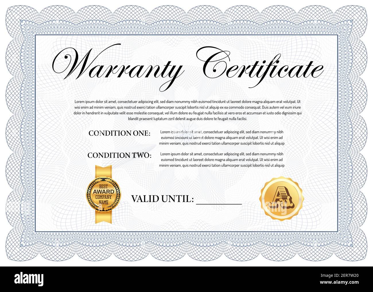 Company products quality warranty certificate template with For product warranty agreement template