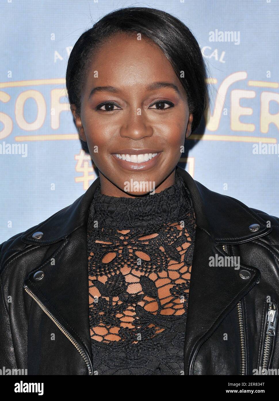 Aja Naomi King arrives at the "Soft Power" Opening held at the Ahmanson