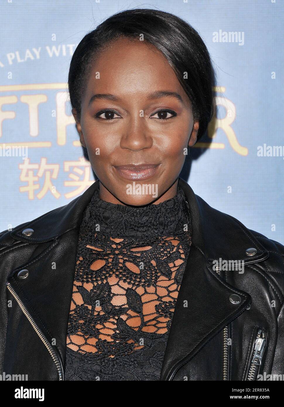 Aja Naomi King arrives at the "Soft Power" Opening held at the Ahmanson