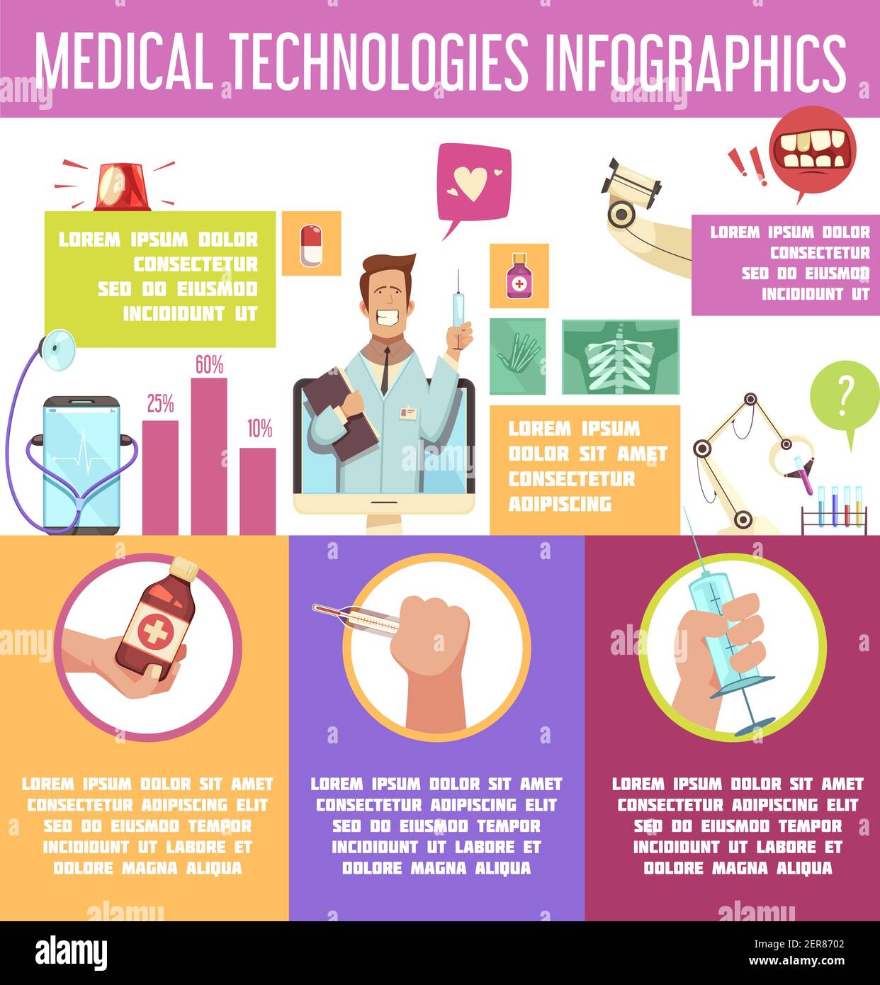 Medical technologies colorful infographics with online consultation