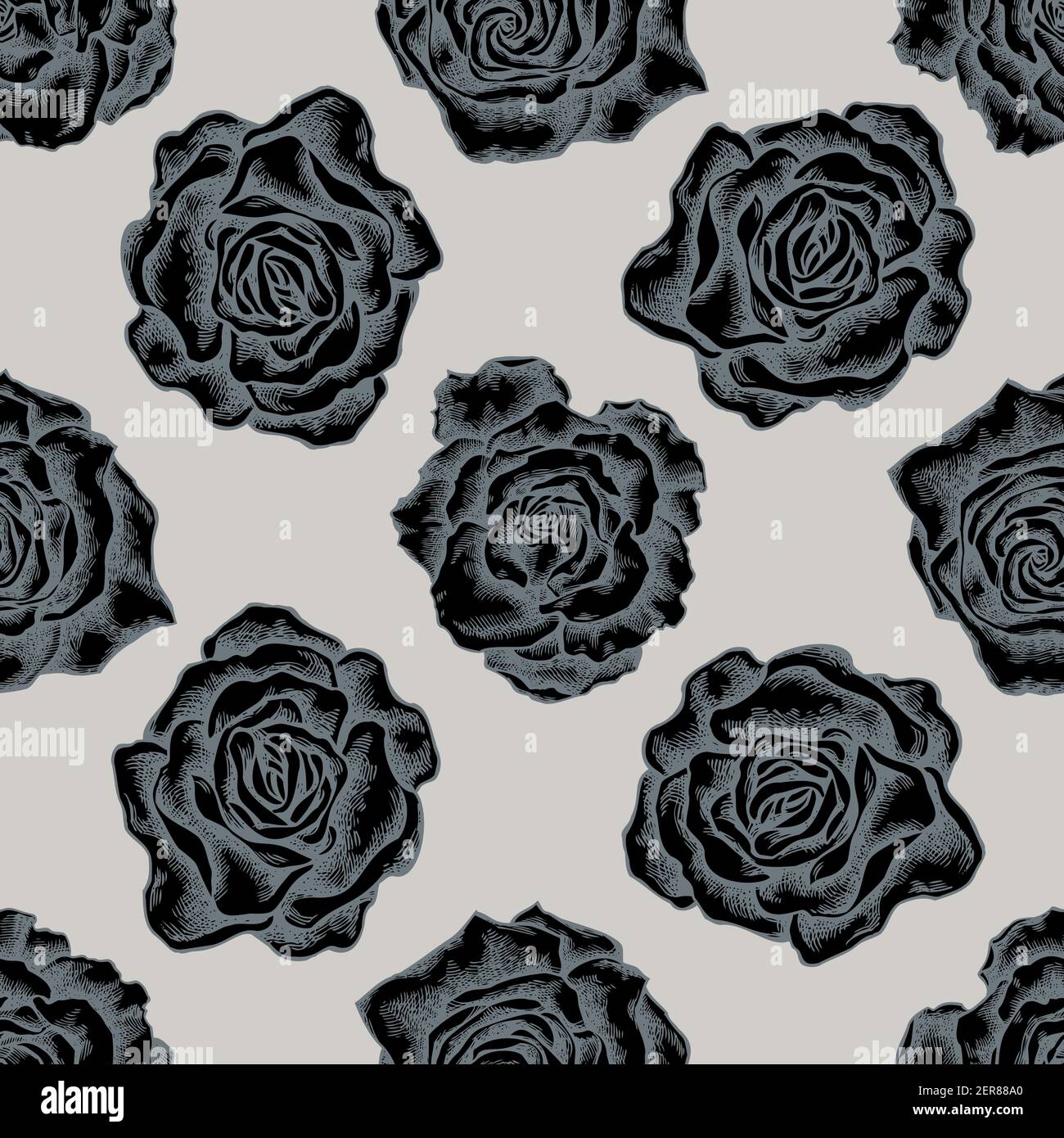 Seamless pattern with hand drawn stylized roses Stock Vector Image ...