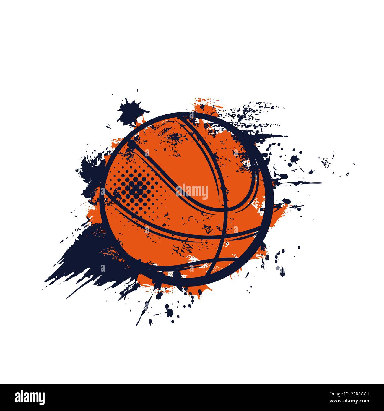 Basketball ball, sport streetball banner or emblem of club or team league,  vector. Basketball championship and tournament sign, orange halftone ball w  Stock Vector Image & Art - Alamy