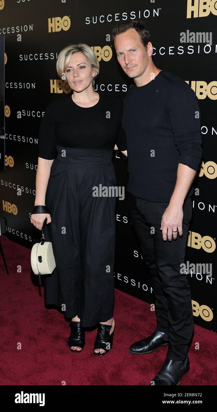 L-R: Actors Dagmara Dominczyk and Patrick Wilson attend the red carpet  premiere of HBOs Succession at the Time Warner Center in New York, NY on  May 22, 2018. (Photo by Stephen SmithSIPA
