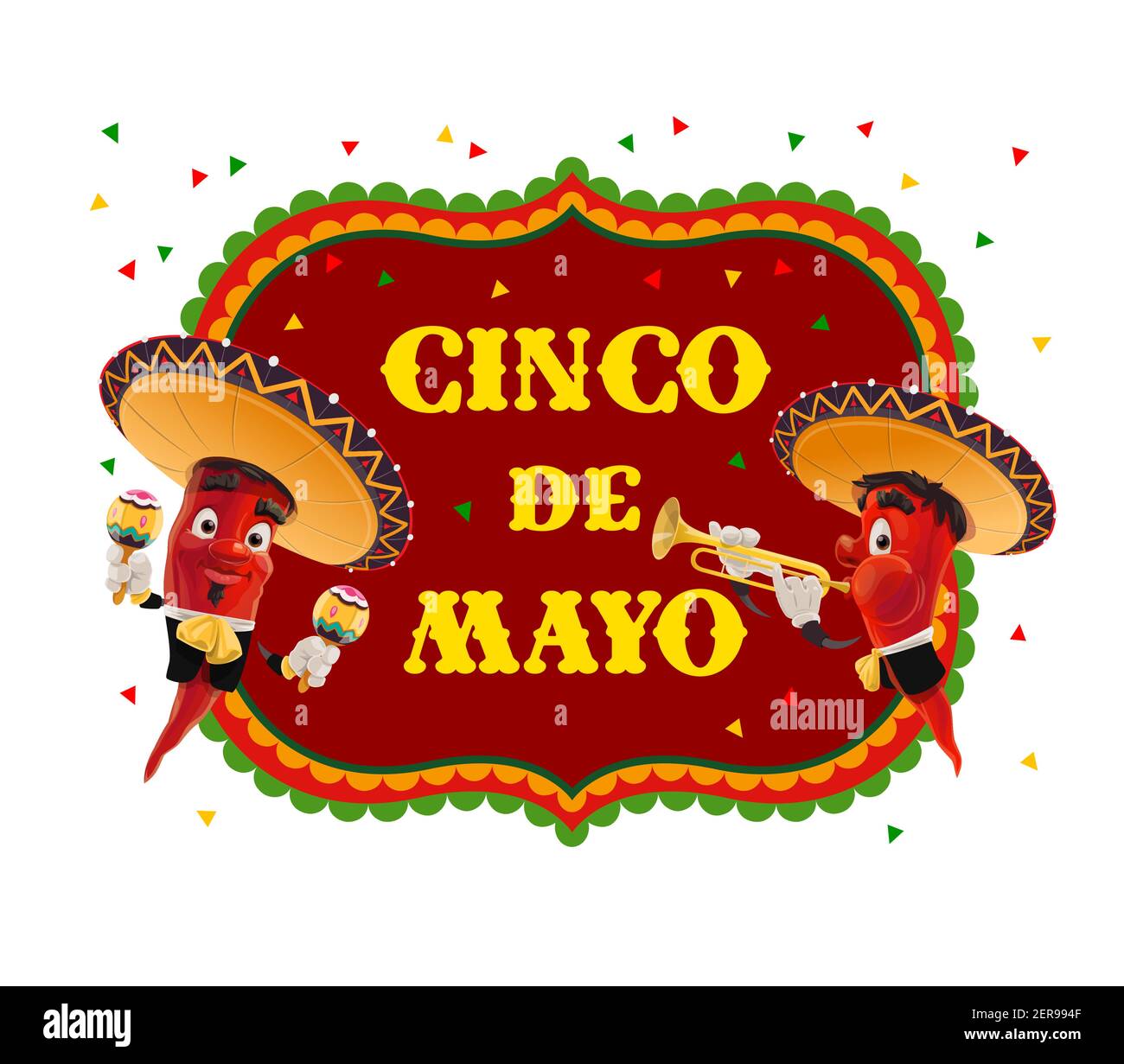 Pepper mariachi vector design of Mexican Cinco de Mayo holiday fiesta ...