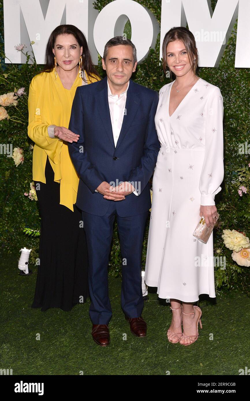 (L-R) Marina Abramovic, Alex Poots and Dasha Zhukova attend MOMA's