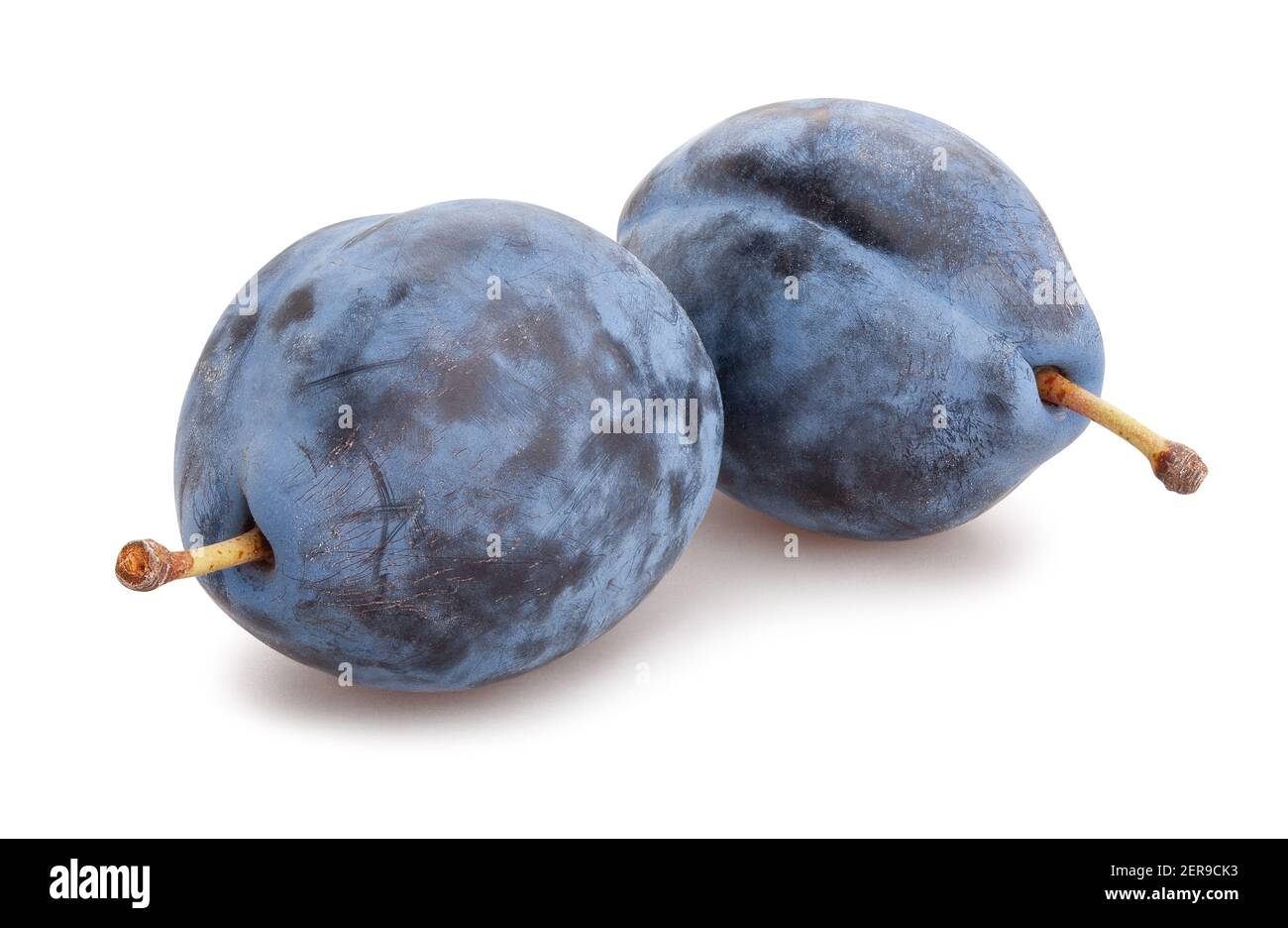 blue plums path isolated on white Stock Photo