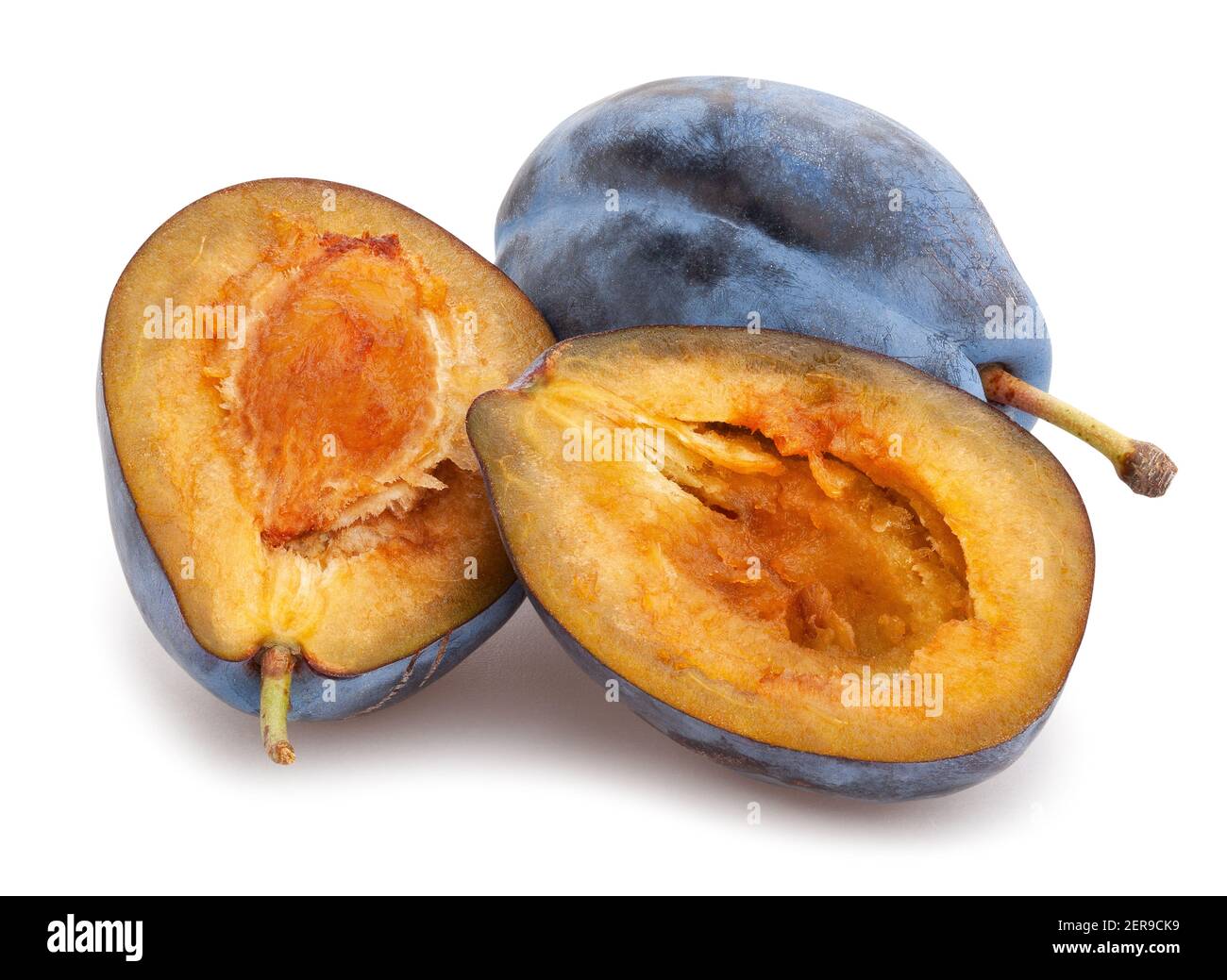 blue plums path isolated on white Stock Photo