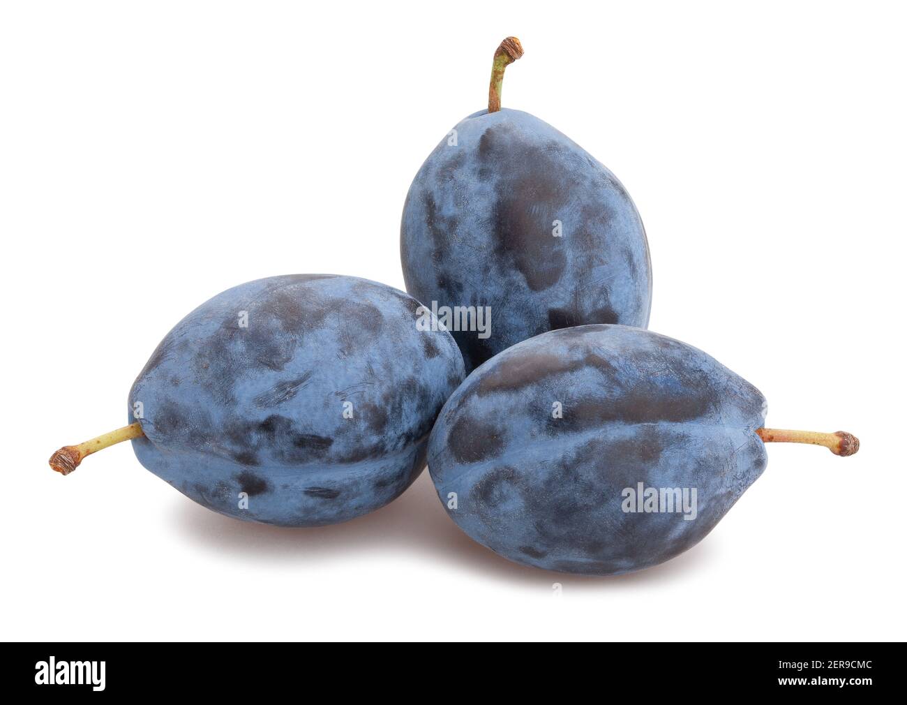 blue plums path isolated on white Stock Photo