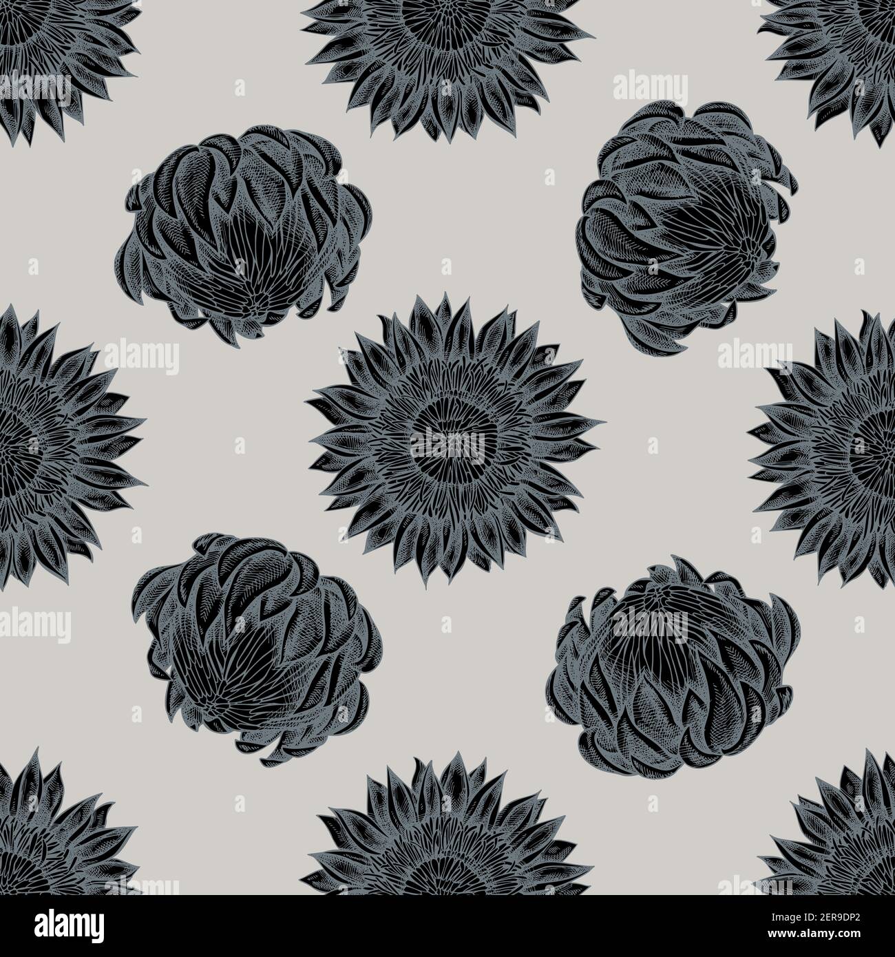 Seamless pattern with hand drawn stylized protea Stock Vector Image ...