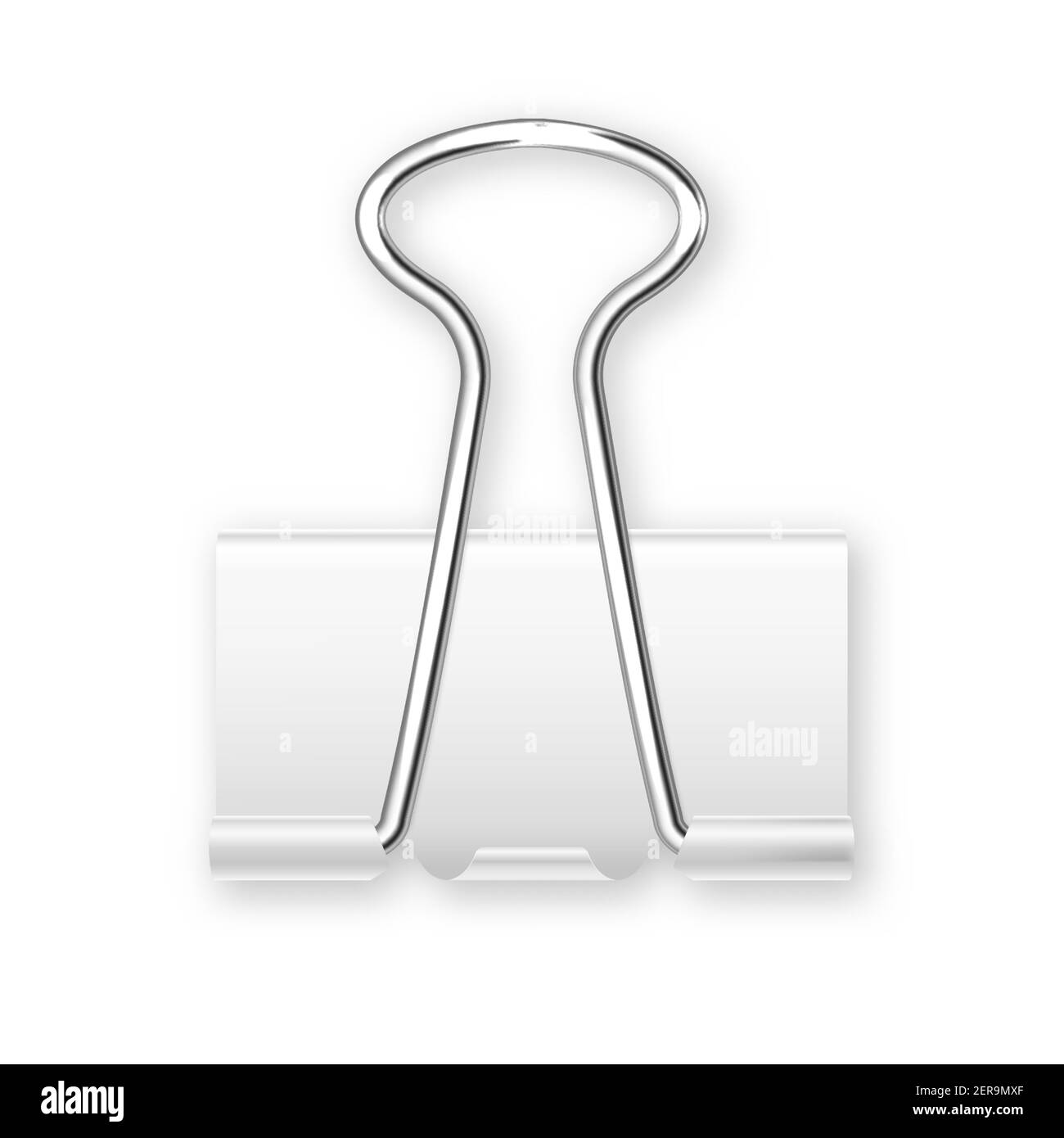 Realistic white paper binder isolated on white background. Paper clip