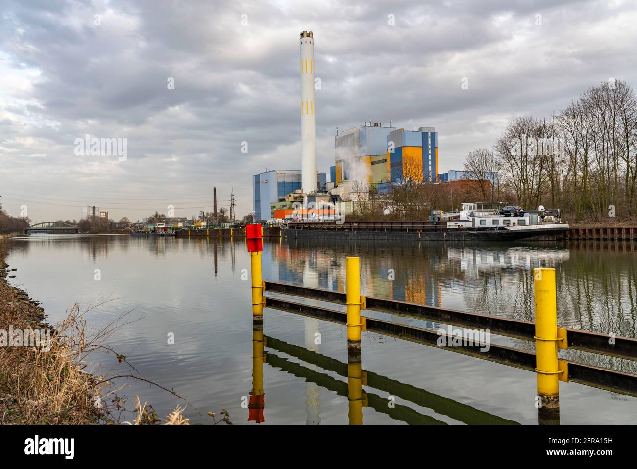 GMVA waste incineration plant, on the Rhine-Herne Canal, Oberhausen, NRW, Germany, Stock Photo