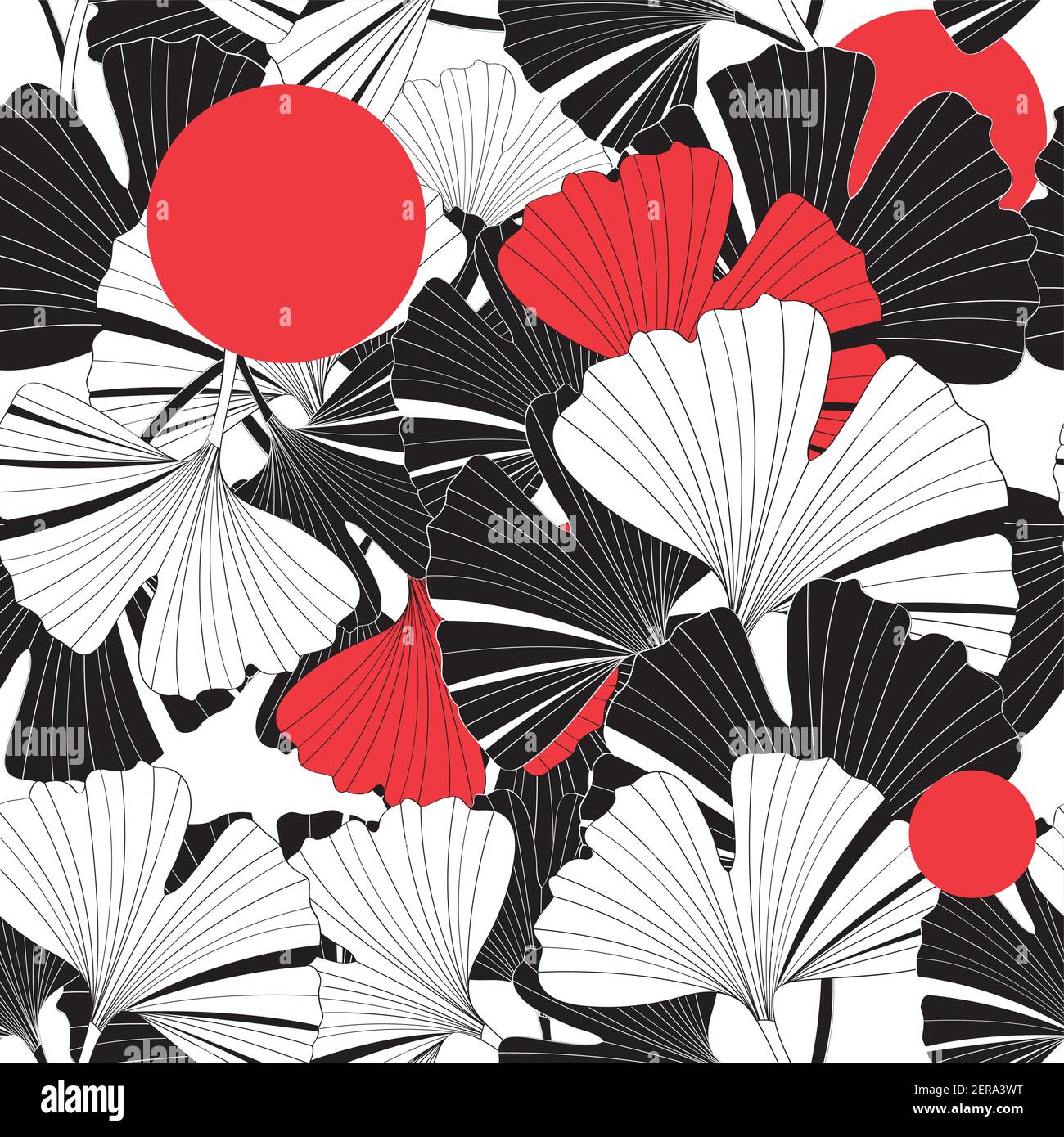 Beautiful graphic patterns are seamless with ginkgo leaf graphics. Design for wallpaper or fabric. Stock Vector