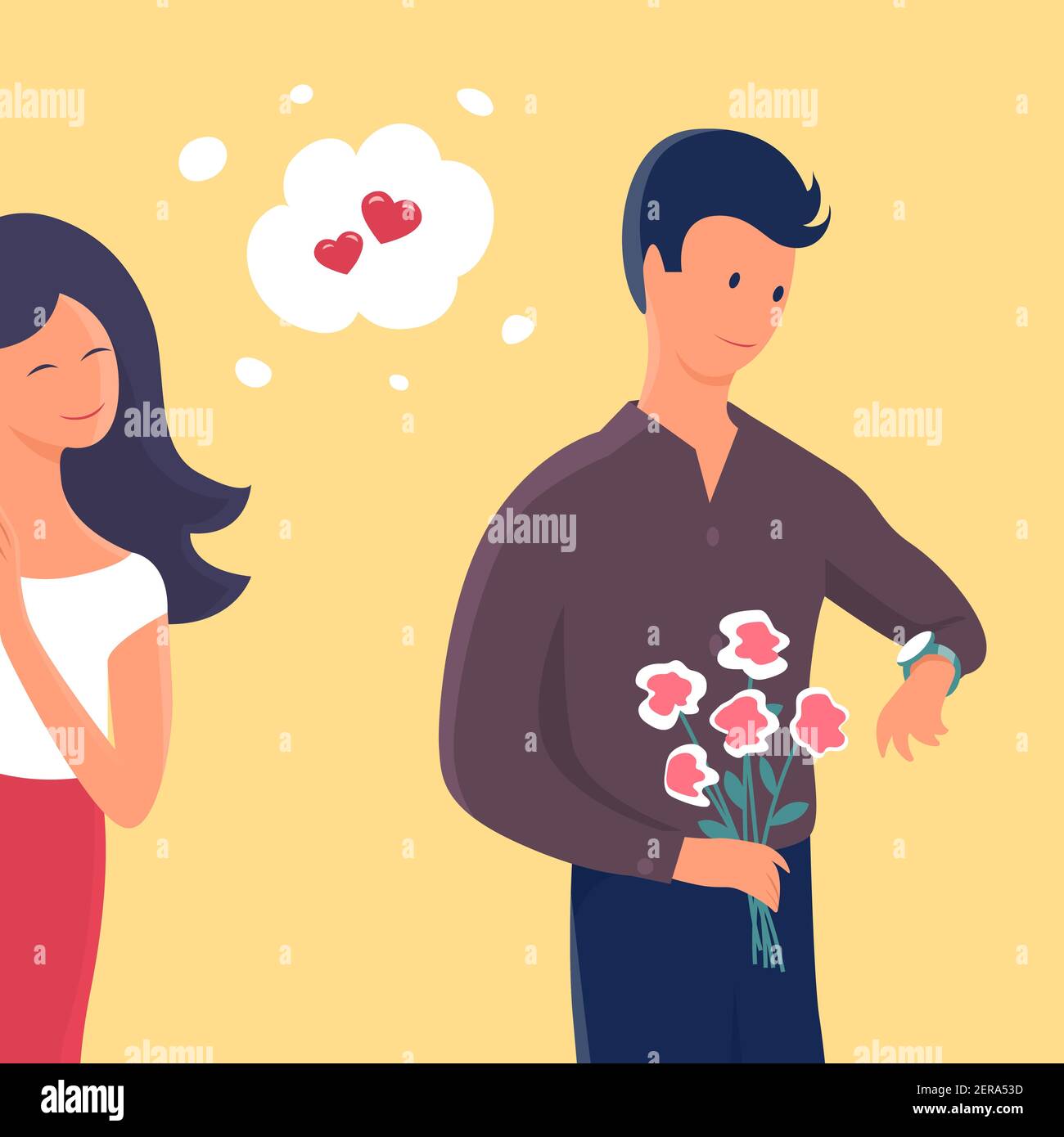 Cartoon couple on first date hi-res stock photography and images - Alamy