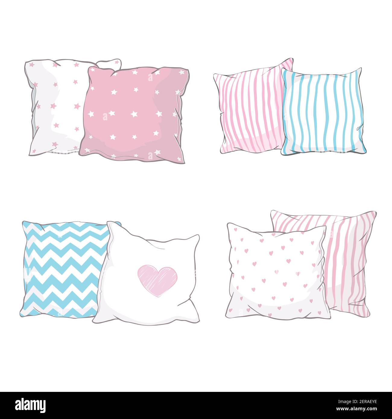 Set pillow, cushion vector illustration on a white background Stock Vector