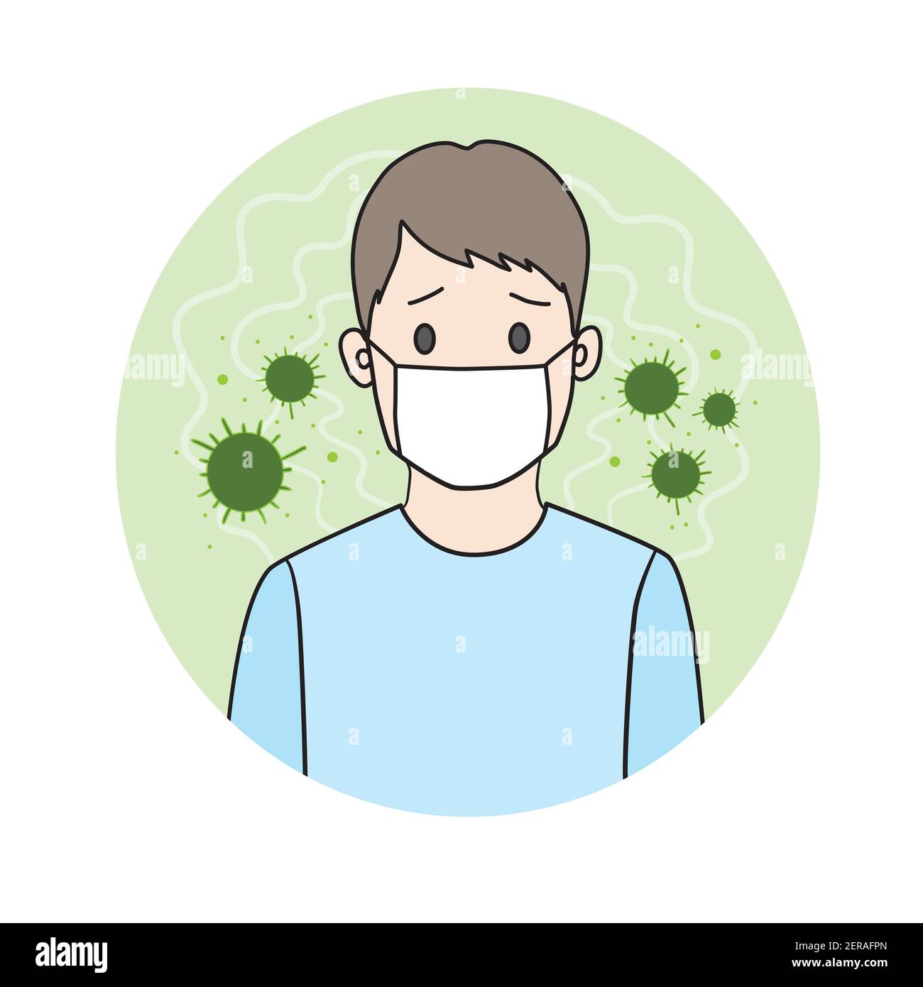 Boy wearing a health mask. sanitation mask protect health .Protective dust mask. Stock Vector