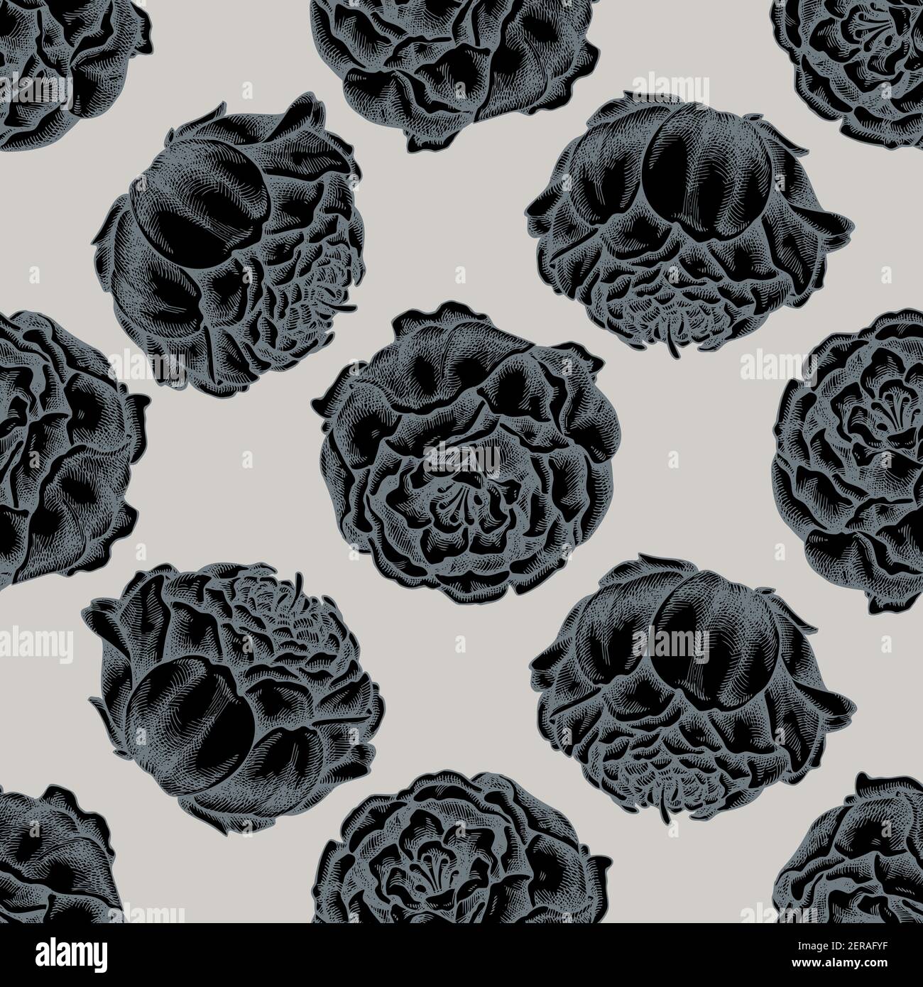Seamless pattern with hand drawn stylized peony Stock Vector Image ...