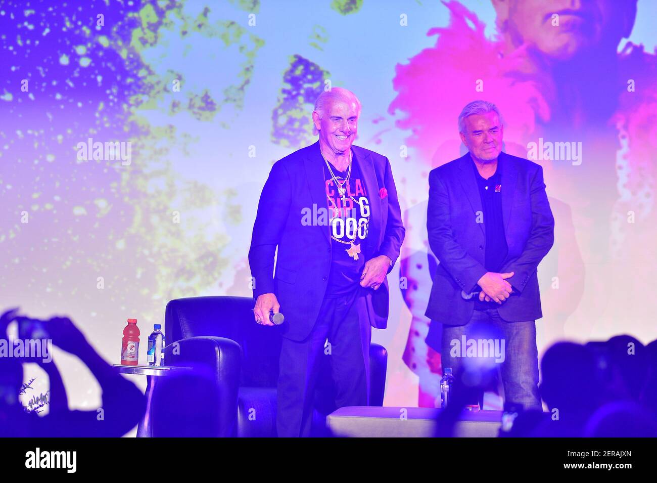 Eric Bischoff host the Legends of the Ring: An Intimate Conversation with  Hulk Hogan and Ric Flair (L) at Hard Rock Event Center at the Seminole Hard Rock  Hotel & Casino on