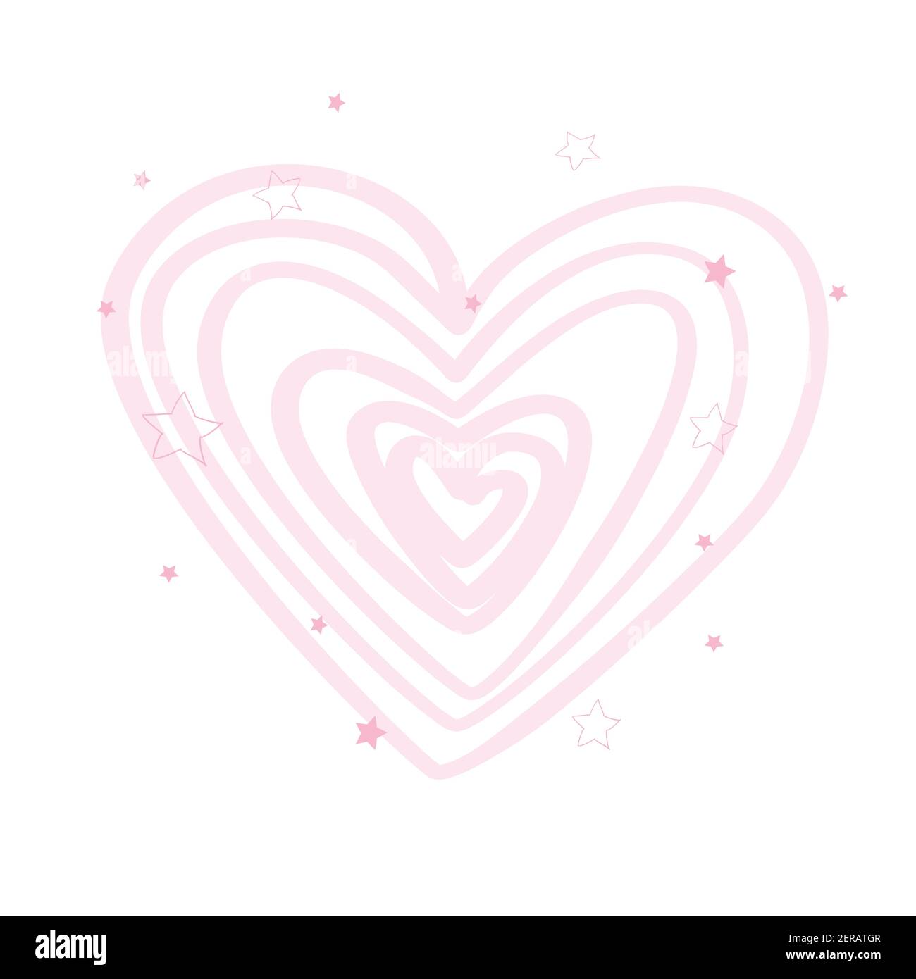 Vector illustration of beautiful hand drawn flowers and plants in heart ...