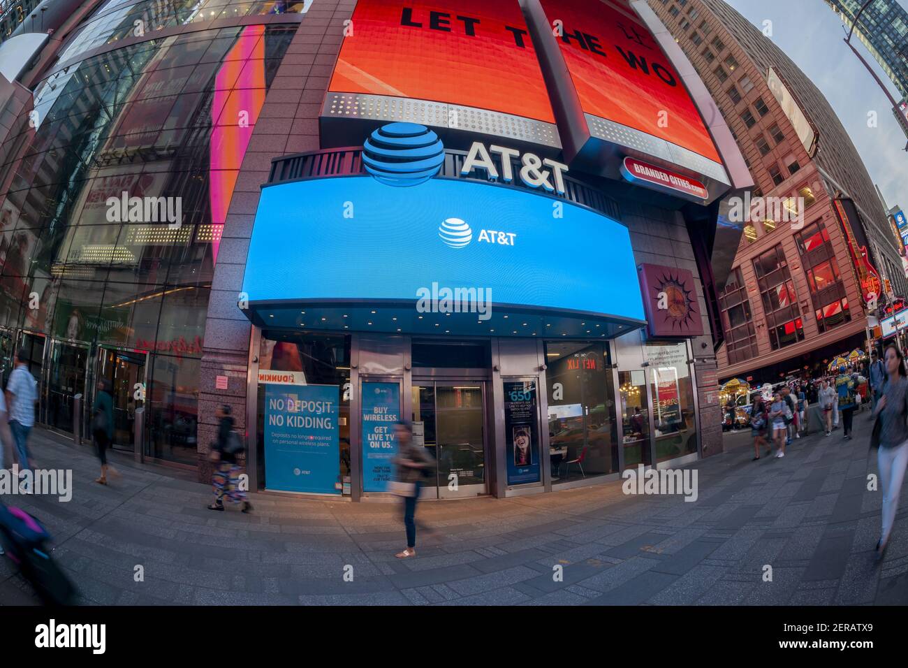 An AT&T store in Times Square in New York on Tuesday, June 12, 2018. A federal judge has