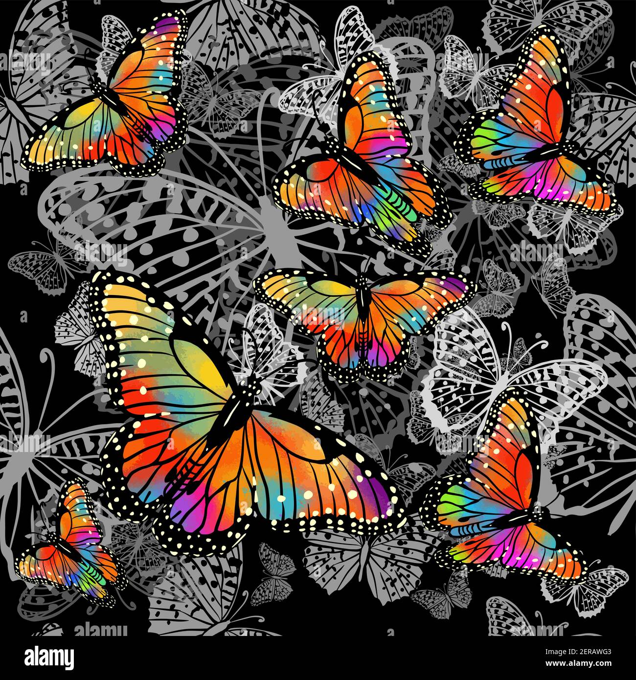 A seamless background with orange butterflies. Vector Stock Vector ...