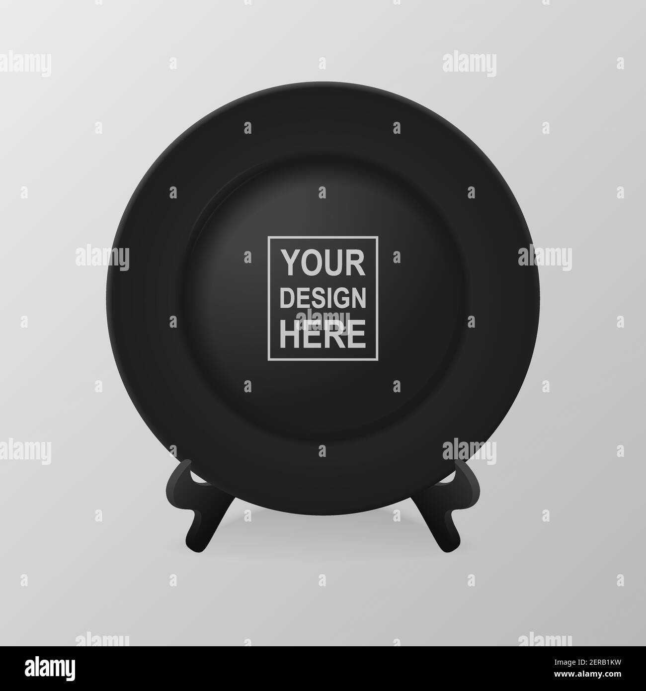 Vector 3d Realistic Black Food Empty Blank Porcelain Ceramic Plate on a ...