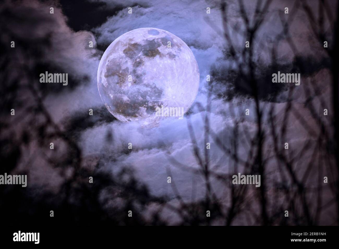 backgrounds night sky with clouds and full moon Stock Photo - Alamy