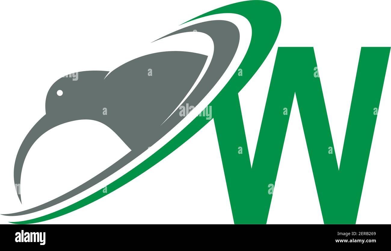 Letter W with kiwi bird logo icon design vector illustration Stock ...