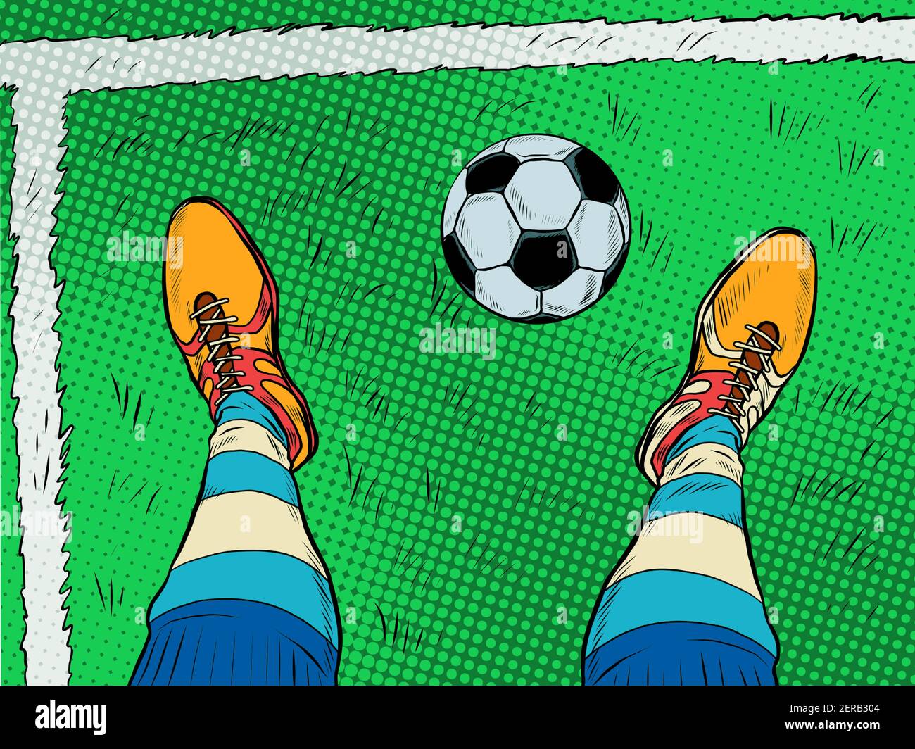 soccer player and ball feet shoes profession Stock Vector