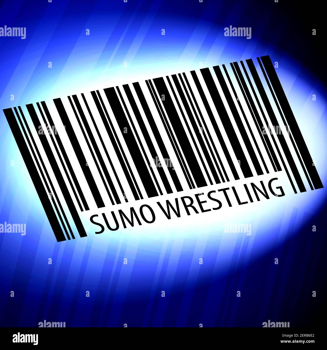 Sumo Wrestling - barcode with futuristic blue background Stock Photo