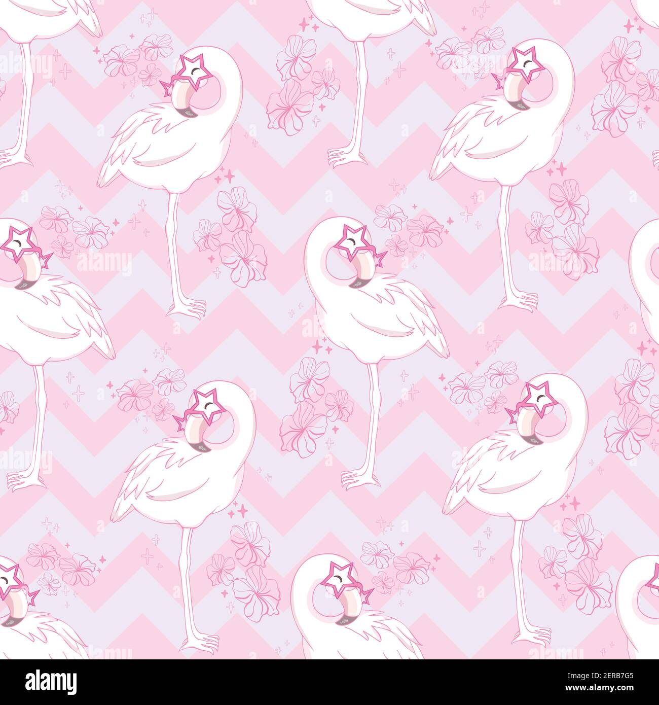 Seamless pattern with pink flamingo. Vector illustration Stock Vector ...