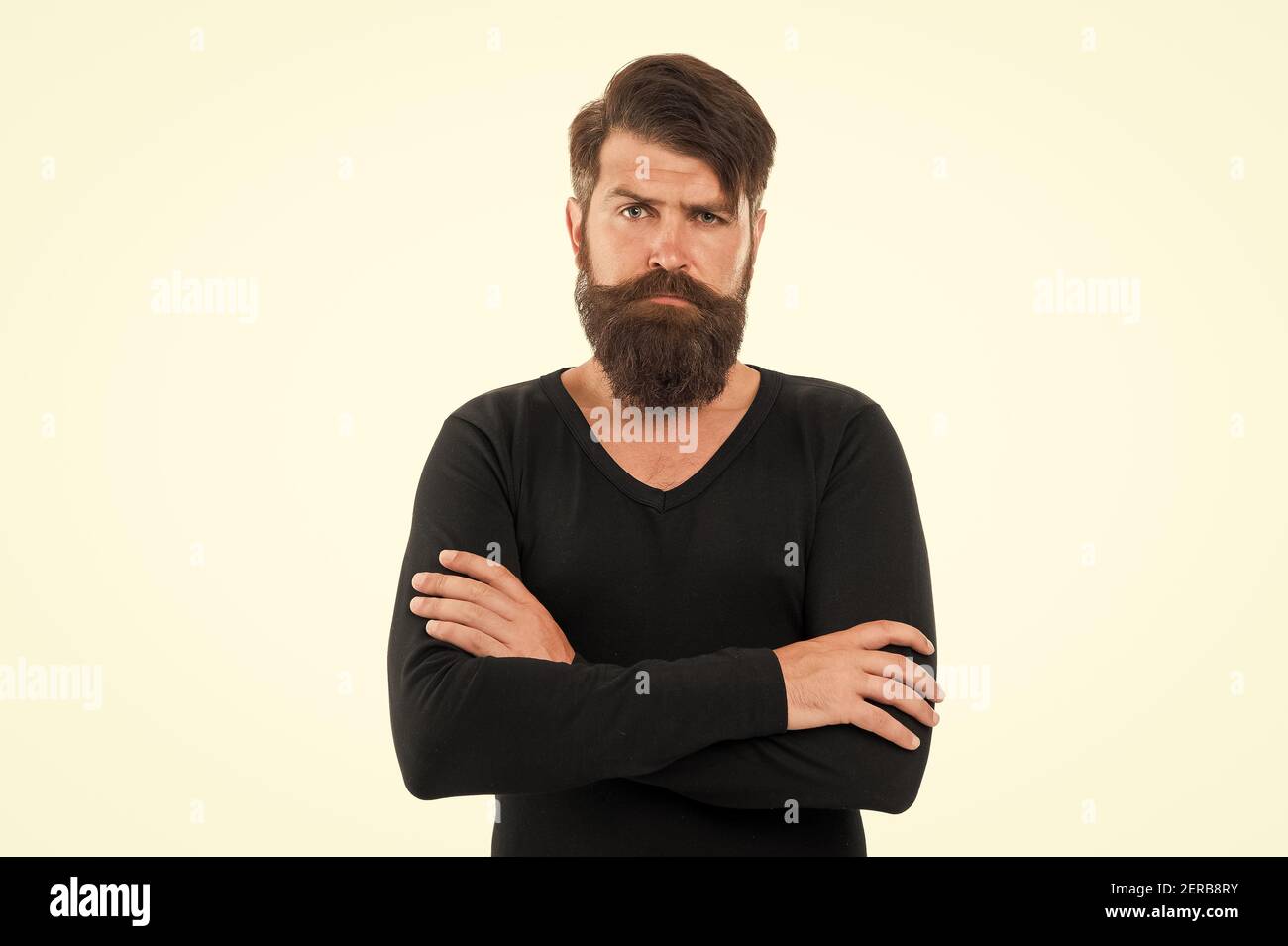 Brutal hipster with beard hair on white background. Bearded man stylish  mustache shape. Caucasian guy beard copy space. Facial hair. Various beard  styles for men. Keep beard in perfect condition Stock Photo -