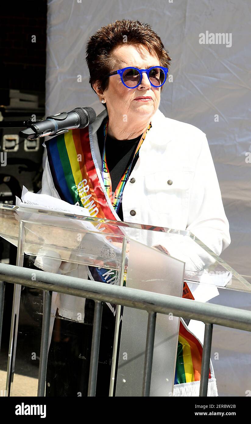 Grand Marshal Billie Jean King attends the NYC LGBTQIA+ Pride March on June 24, 2018 in New York, New York, USA.RobinPlatzer/TwinImages/SIPAUSA Stock Photo