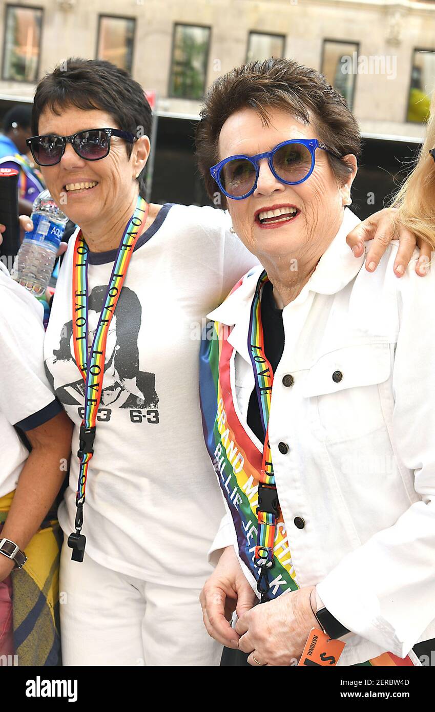 Grand Marshal Billie Jean King and girlfriend Ilana Kloss attend the NYC  LGBTQIA+ Pride March on June 24, 2018 in New York, New York,  USA.RobinPlatzer/TwinImages/SIPAUSA Stock Photo - Alamy