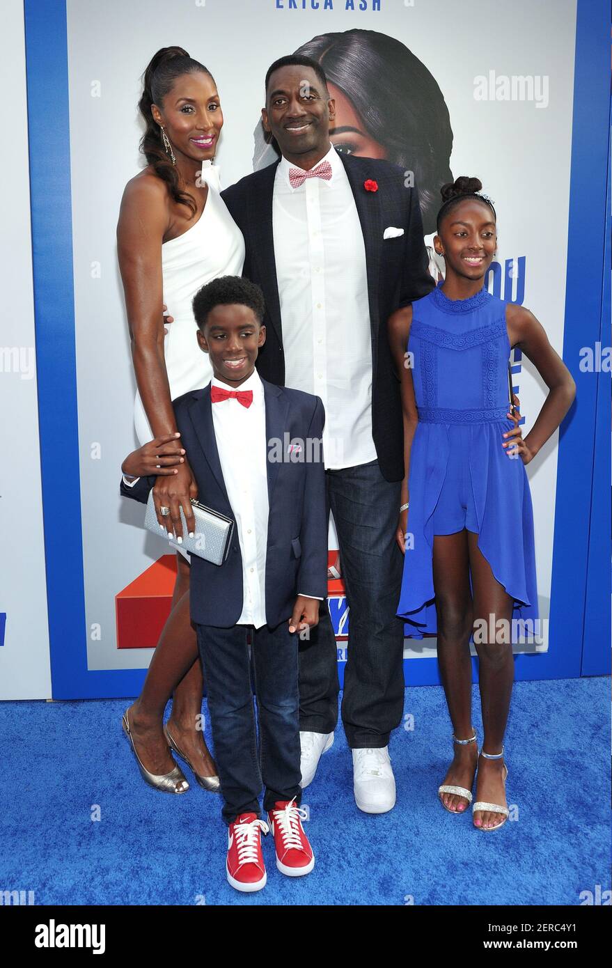 Actress/former WNBA player Lisa Leslie, husband Michael Lockwood and  children Michael and Lauren Lockwood attend the world premiere of Uncle  Drew at Alice Tully Hall at Lincoln Center in New York, NY