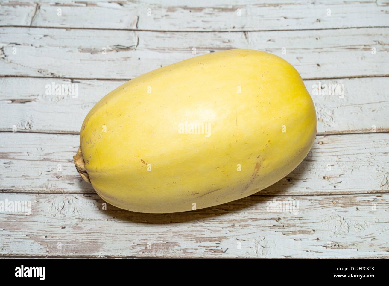 Spaghetti squash or vegetable spaghetti is a group of cultivars of Cucurbita pepo subsp. pepo. They are available in a variety of shapes, sizes, and c Stock Photo