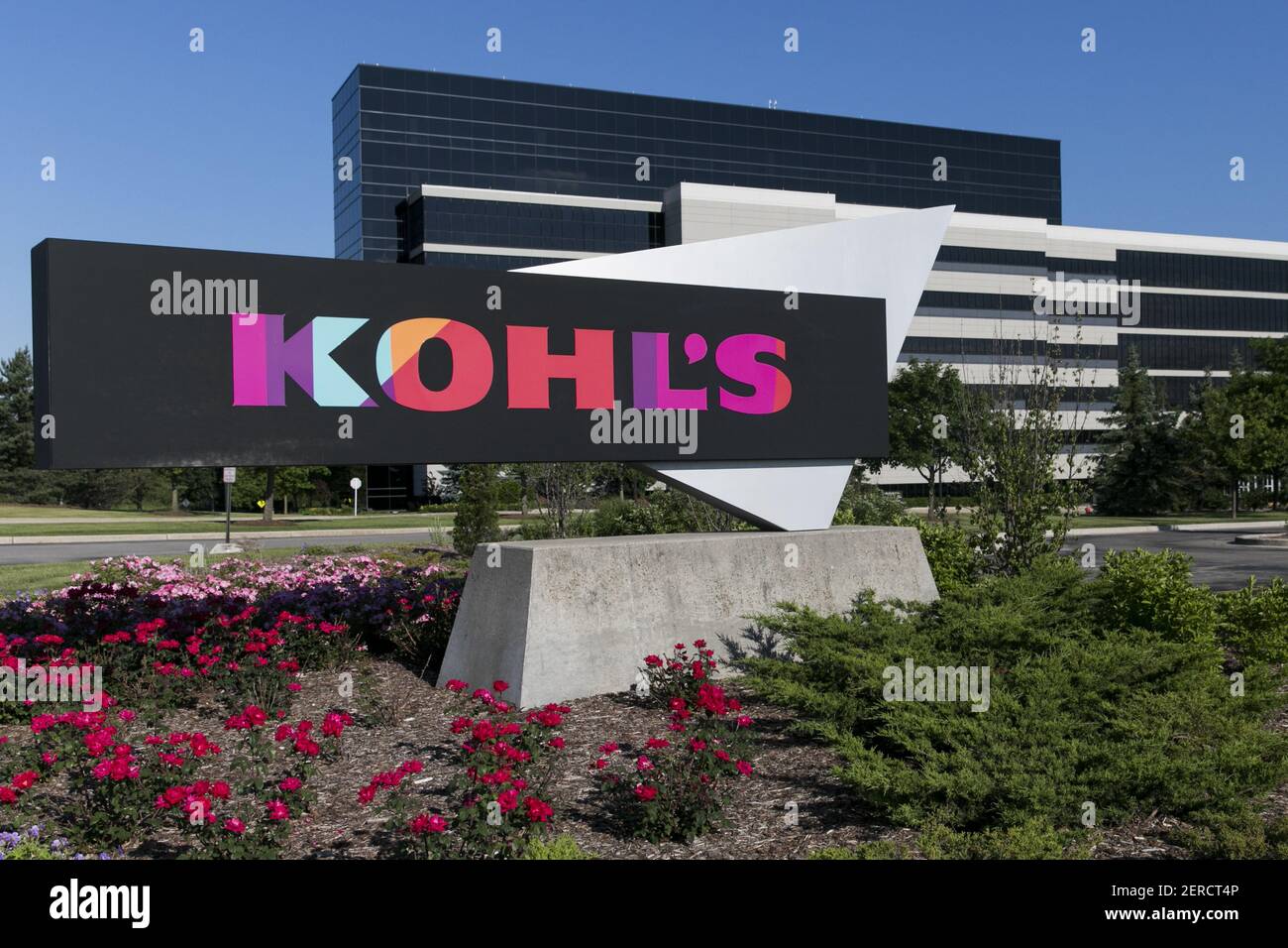 A logo sign outside of the headquarters of the Kohl's Corporation in
