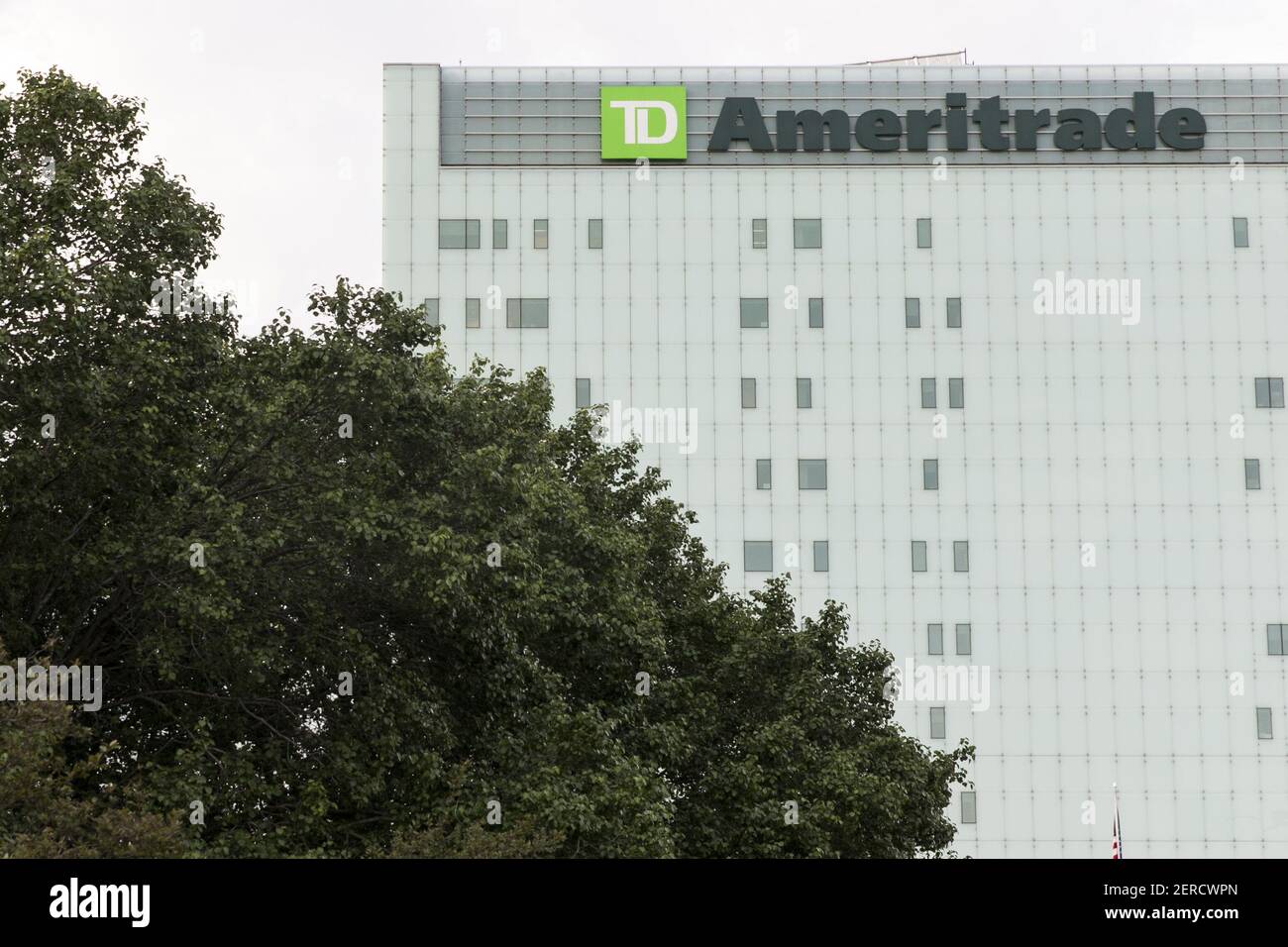 A logo sign outside of the headquarters of TD Ameritrade in Omaha