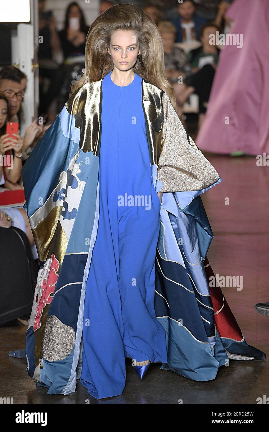 Fran Summers walks on the runway during the Valentino Haute Couture Fall  Winter 2018 Fashion Show held in Paris, France on July 4, 2018. (Photo by  Jonas Gustavsson/Sipa USA Stock Photo - Alamy