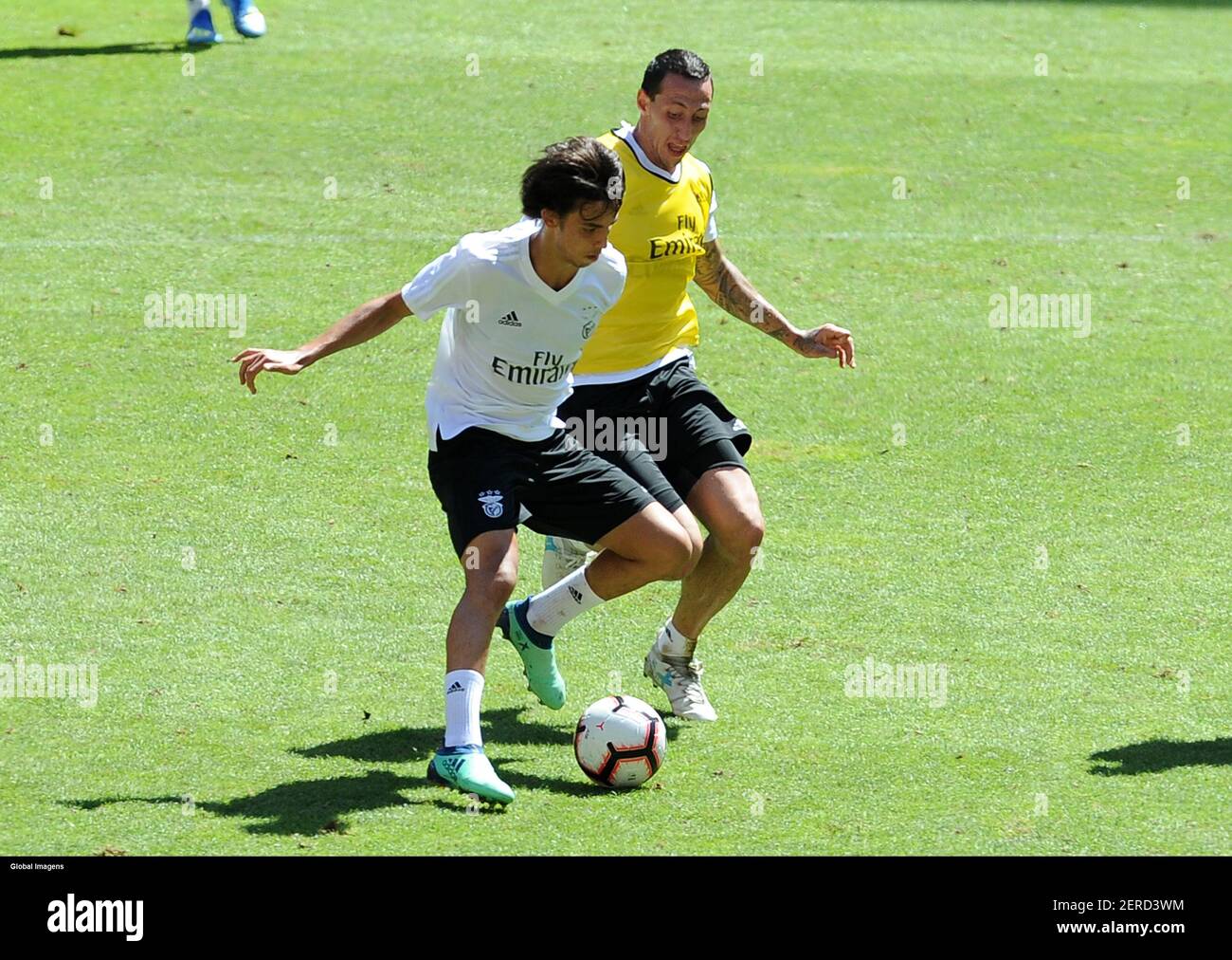 Lisbon, 07/07/2018 - SL Benfica held this morning at the stadium of Luz, an open training in preparation for the 2018/19 season. João Félix, CristiÃ¡n Lema (Ãlvaro Isidoro / Global Images/Sipa USA) Stock Photo