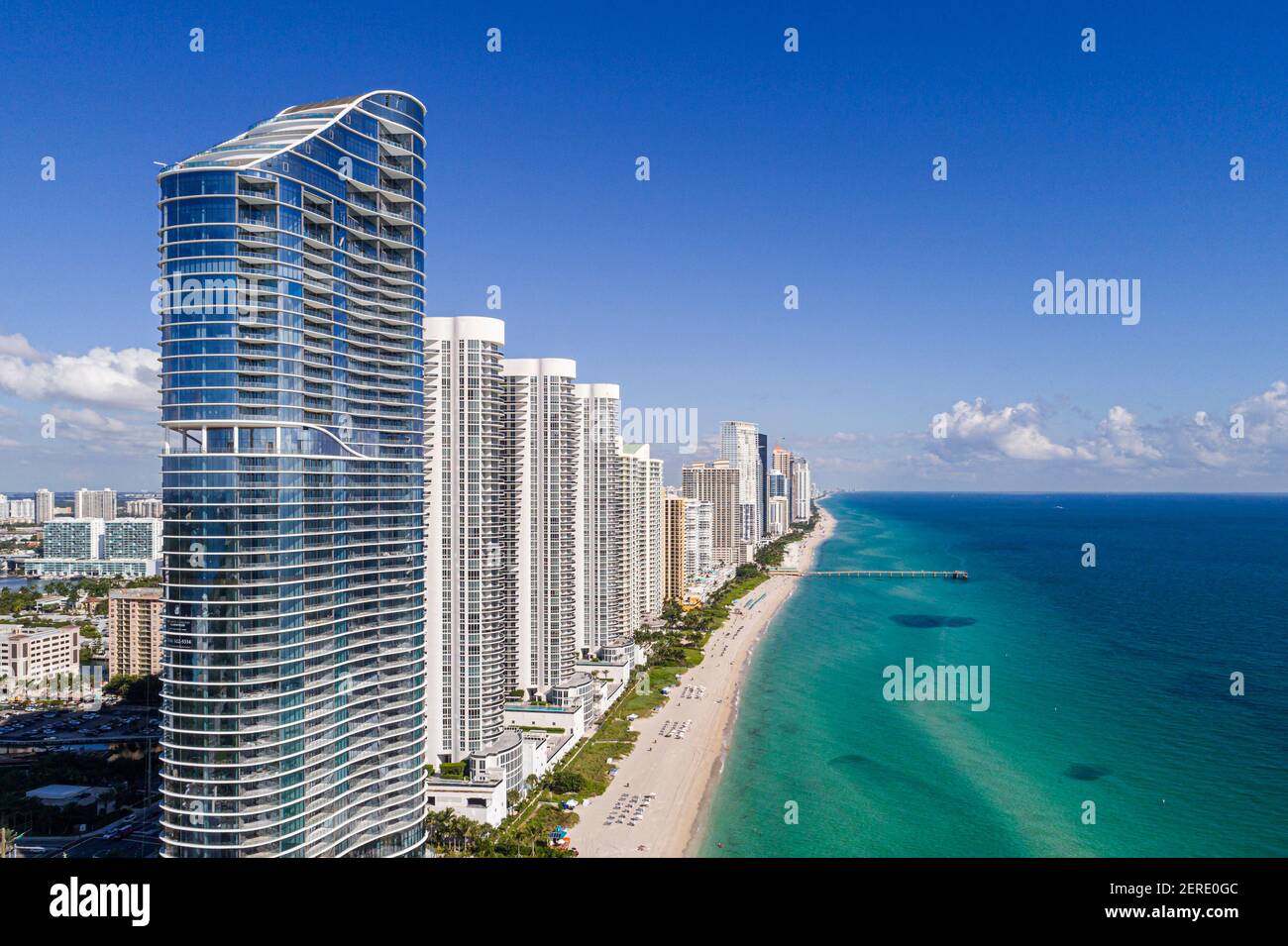 Miami Florida,Sunny Isles Beach,Atlantic Ocean Ritz-Carlton Residences,oceanfront high rise skyscraper skyscrapers building buildings condominiums Stock Photo