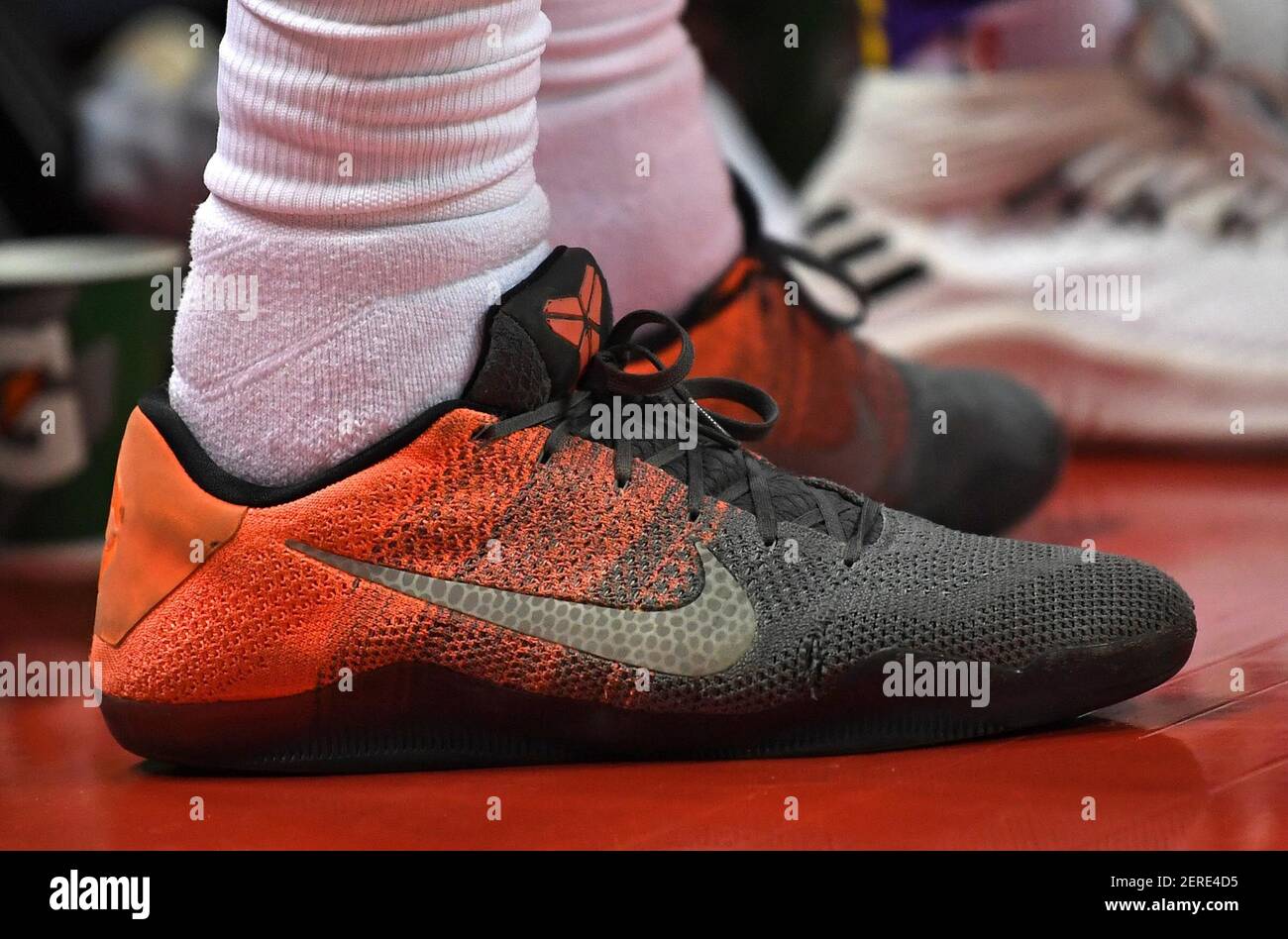 Jul 17, 2018; Las Vegas, NV, USA; Los Angeles Lakers forward Malik Pope  (23) is shown wearing Nike sneakers during the NBA Summer League  championship game against the Portland Trail Blazers at